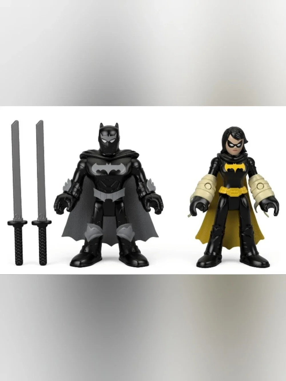 Fisher-Price Imaginext Black and Yellow Bat Duo Action Figures with Swords